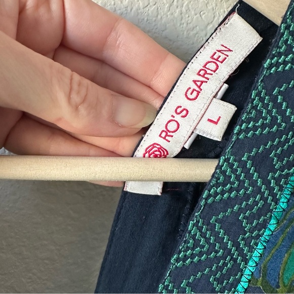 Ro's Garden Navy Tulip Tiered Midi Dress SZ L - Picture 6 of 7